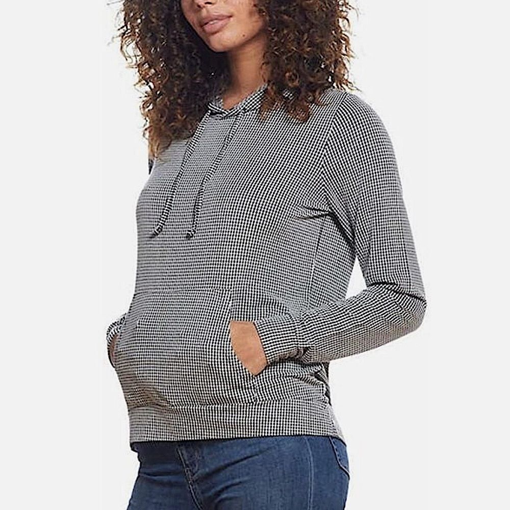 Weatherproof Vintage Gingham Hoodie in Black/White Check Size Small